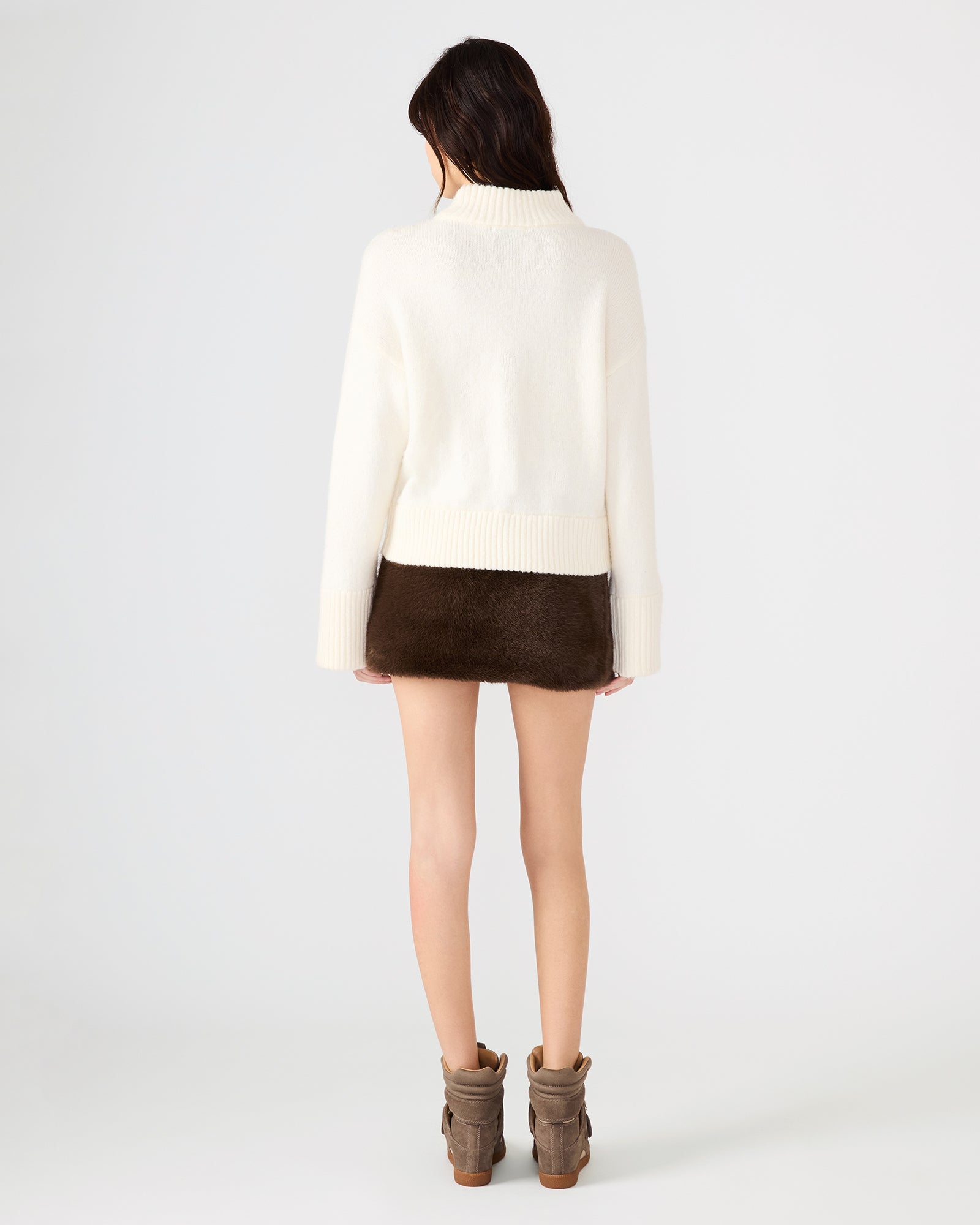 AVIVA FAUX FUR SKIRT DARK ESPRESSO