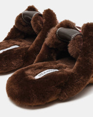 AZIEL MULE FAUX FUR CHOCOLATE BROWN SUEDE