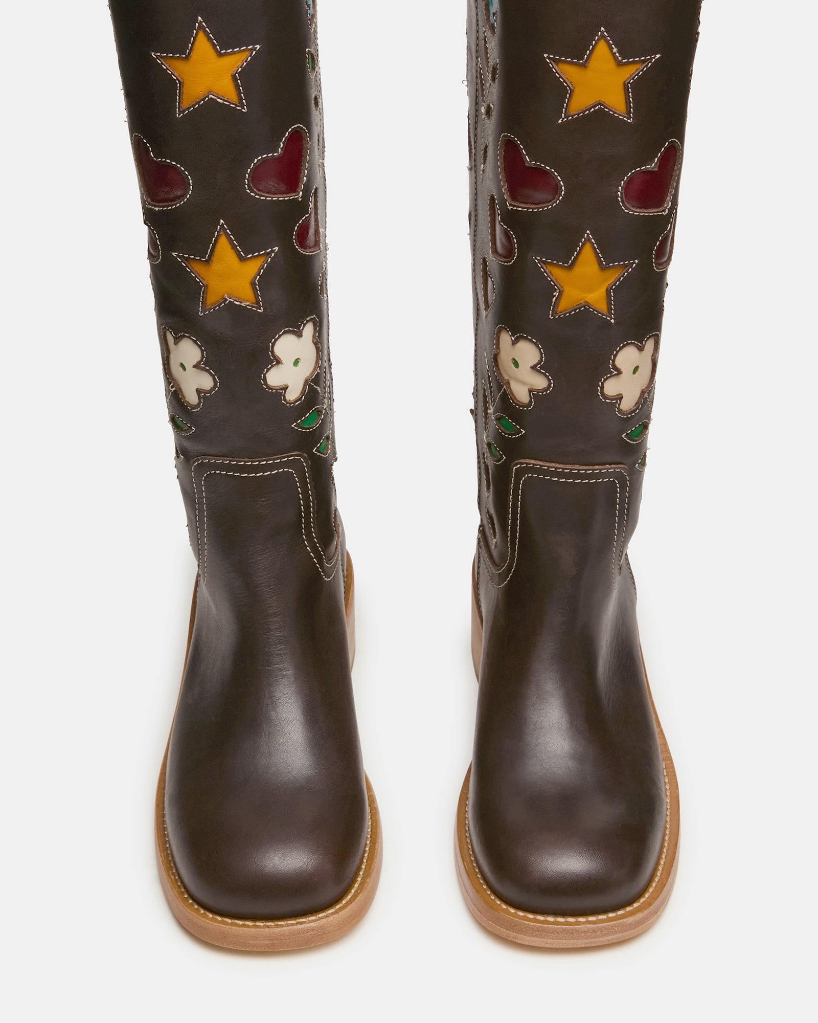 RIGGS FLORAL BROWN LEATHER