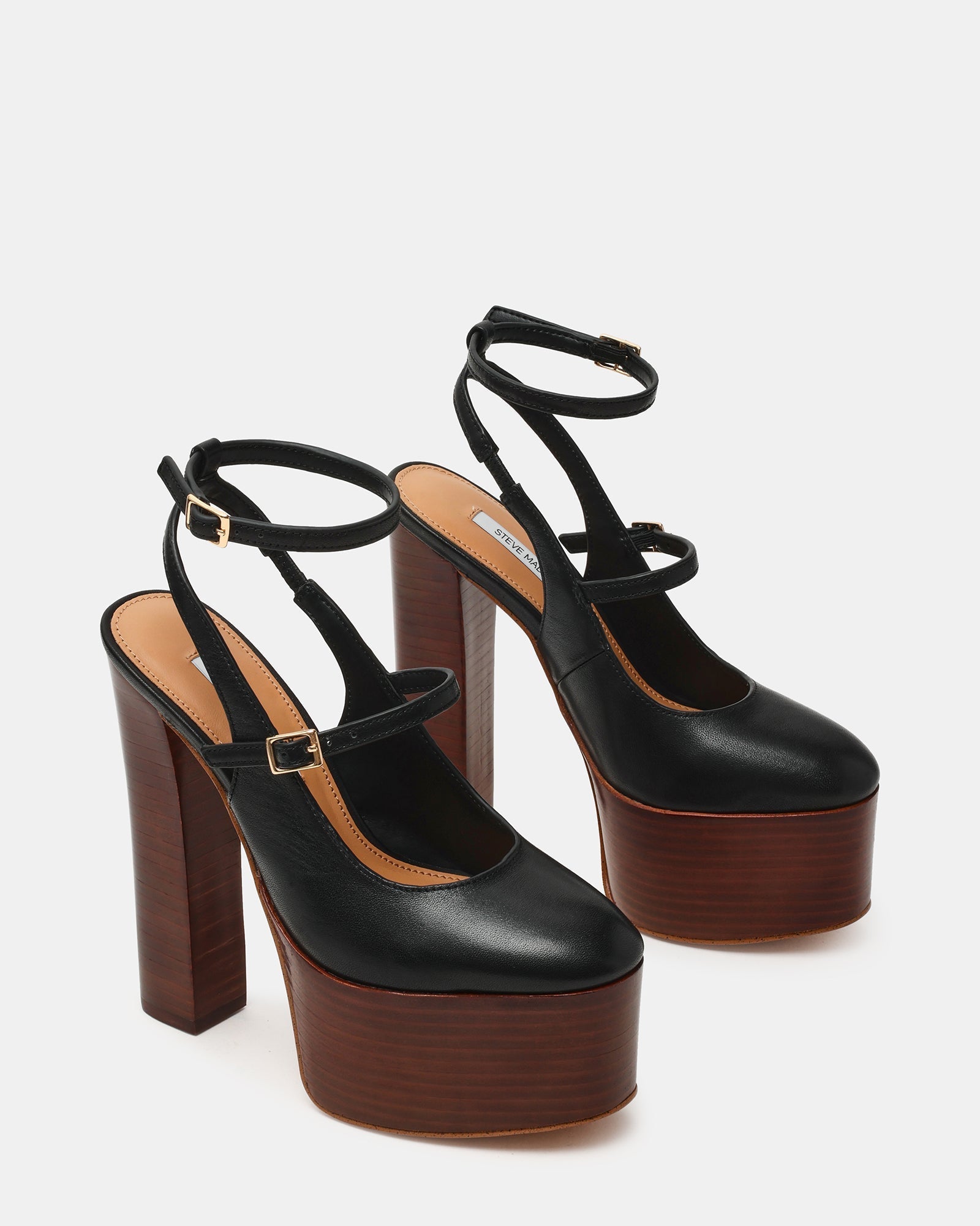 SCOTLYN STACKED BLACK LEATHER