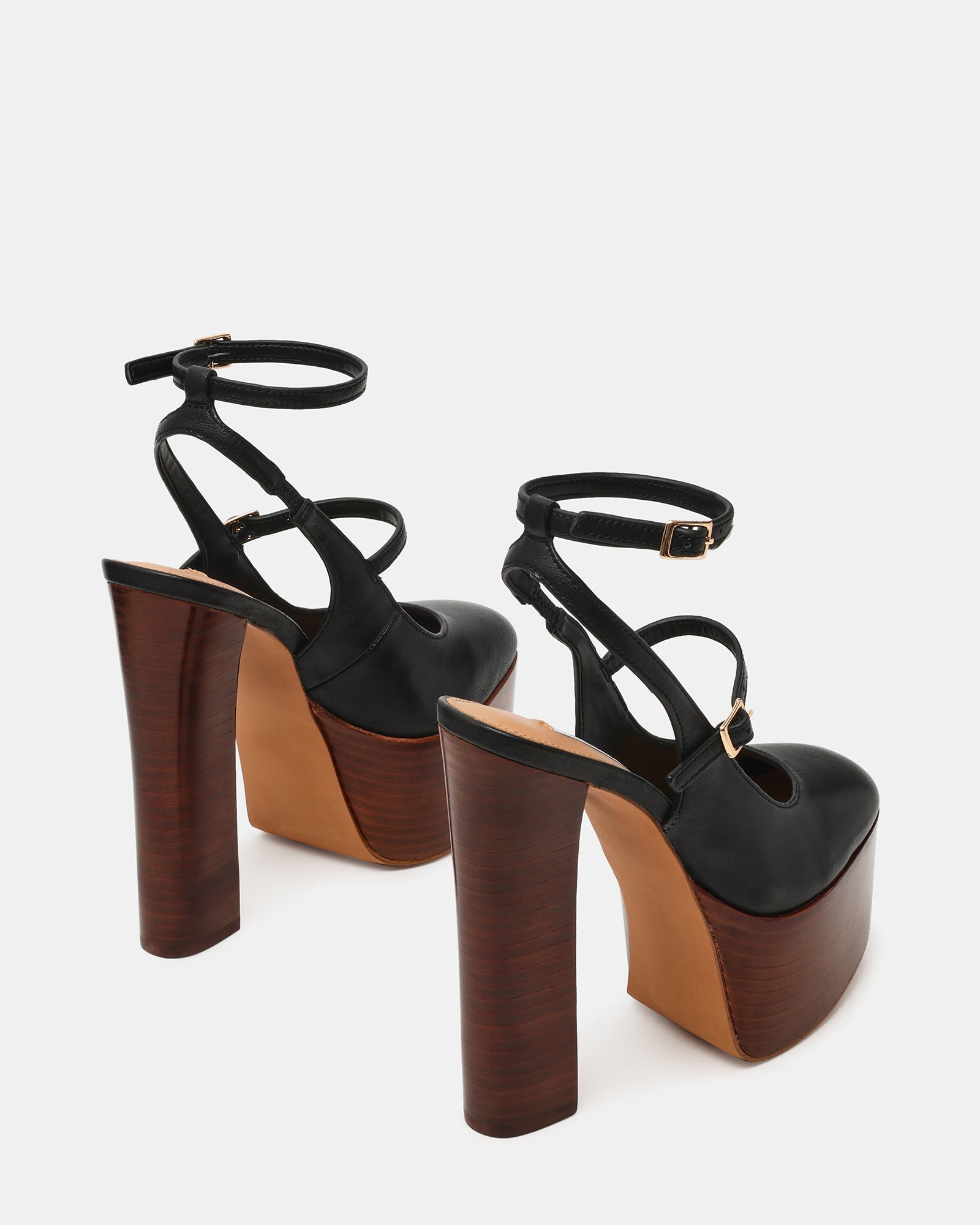 SCOTLYN STACKED BLACK LEATHER