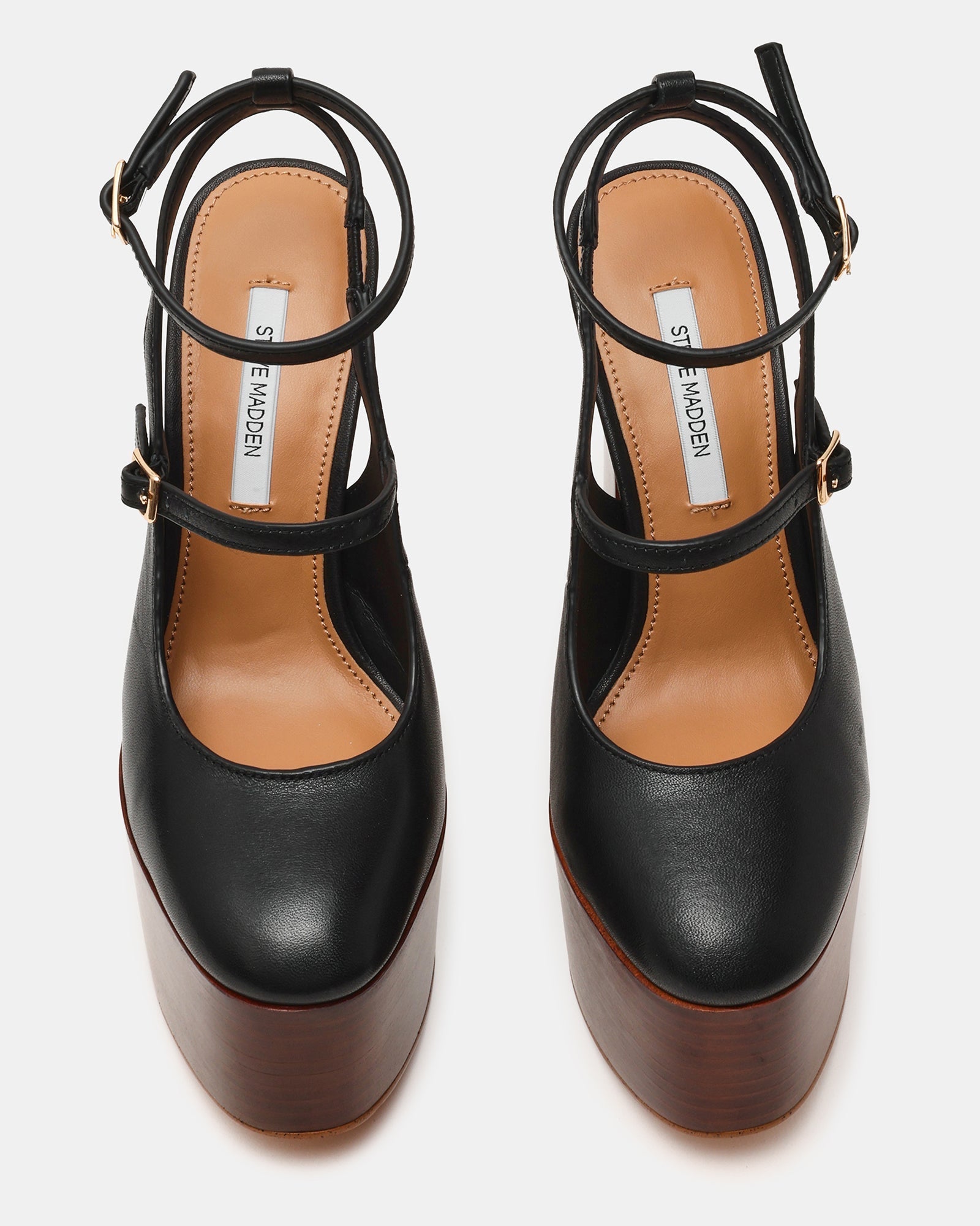 SCOTLYN STACKED BLACK LEATHER